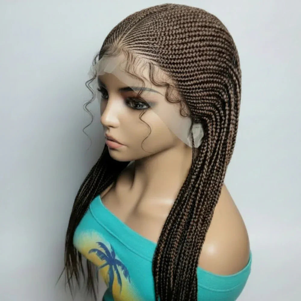 Handmade Braided Wig. Cornrow with Individual Box Braids. Full Lace with Baby Hair - EC Braided Wigs