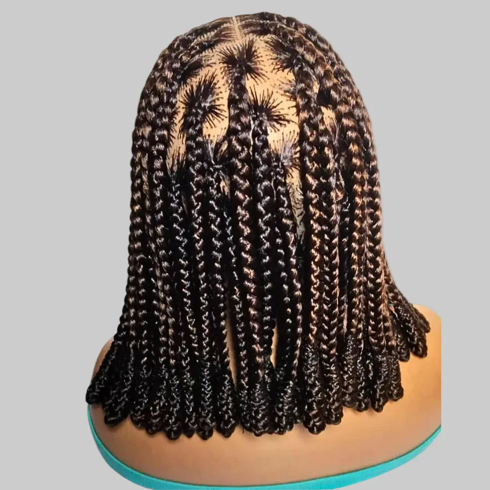 Large Knotless Box Braids Wig with Wrapped Ends. Protective Style - EC Braided Wigs