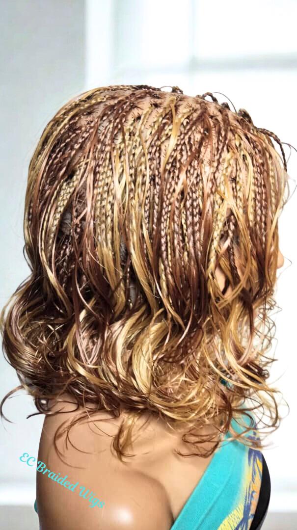 BoHo Knotless Box Braids. Golden Brown Braided Wig . Full Lace Baby Hair