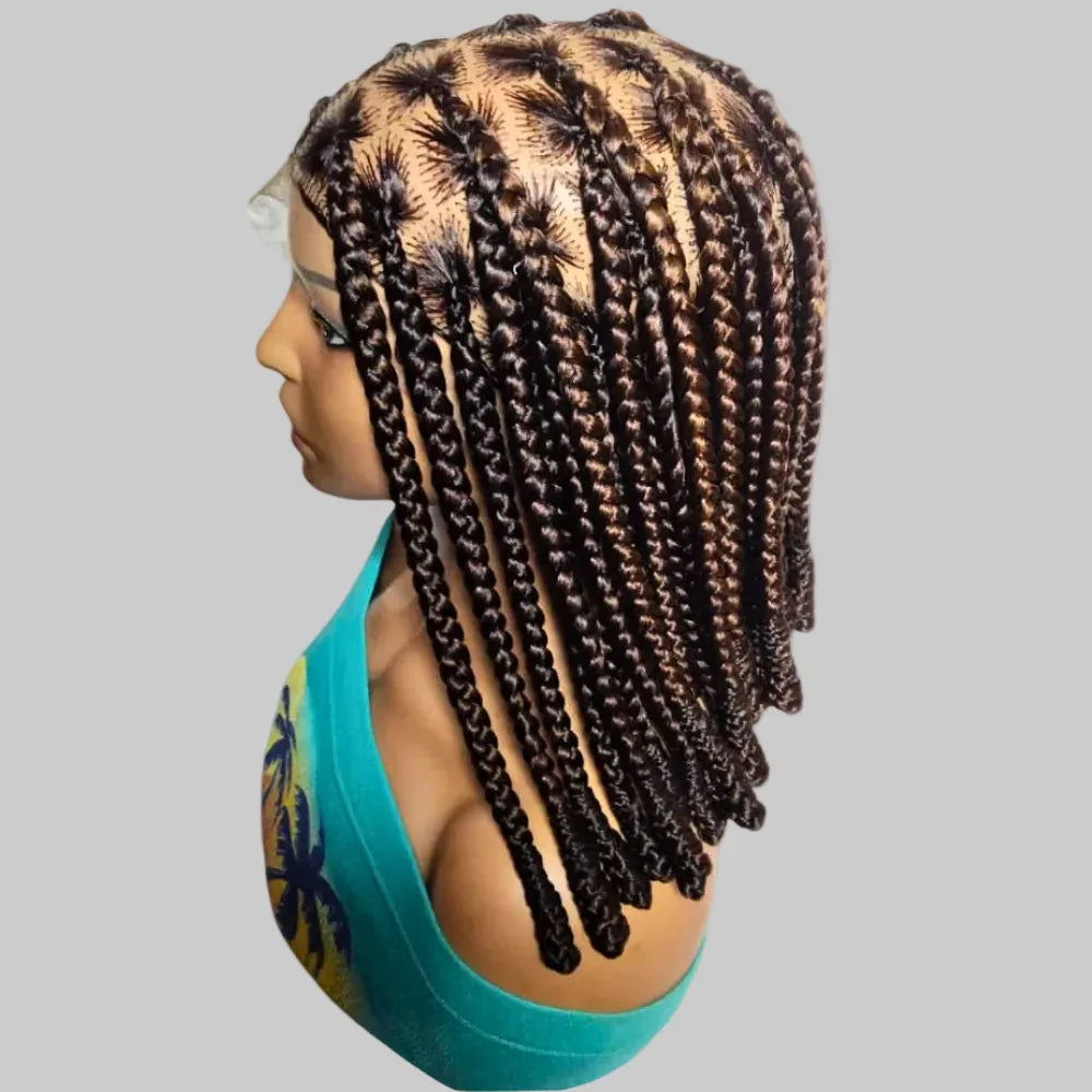 Large Knotless Box Braids Wig with Wrapped Ends. Protective Style - EC Braided Wigs