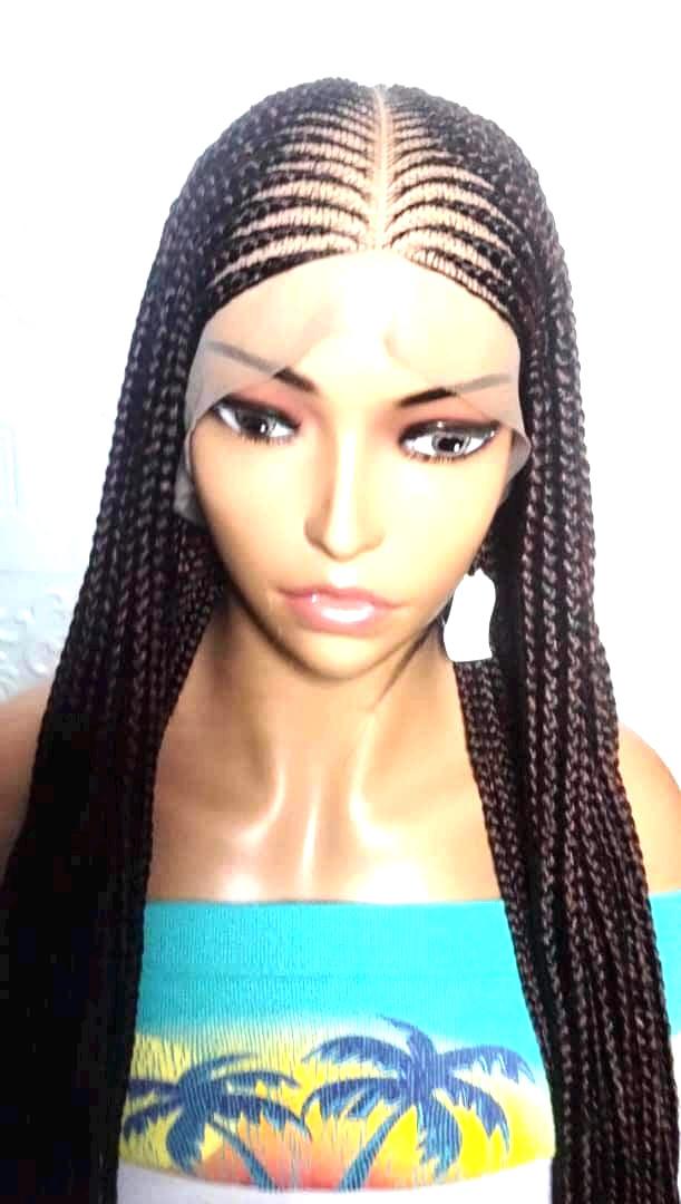 Handmade Ghana Cornrow Braided Wig: Full Lace, Baby Hair, Lemonade Braids