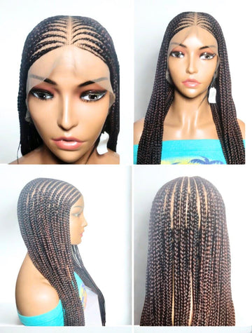 Handmade Ghana Cornrow Braided Wig: Full Lace, Baby Hair, Lemonade Braids