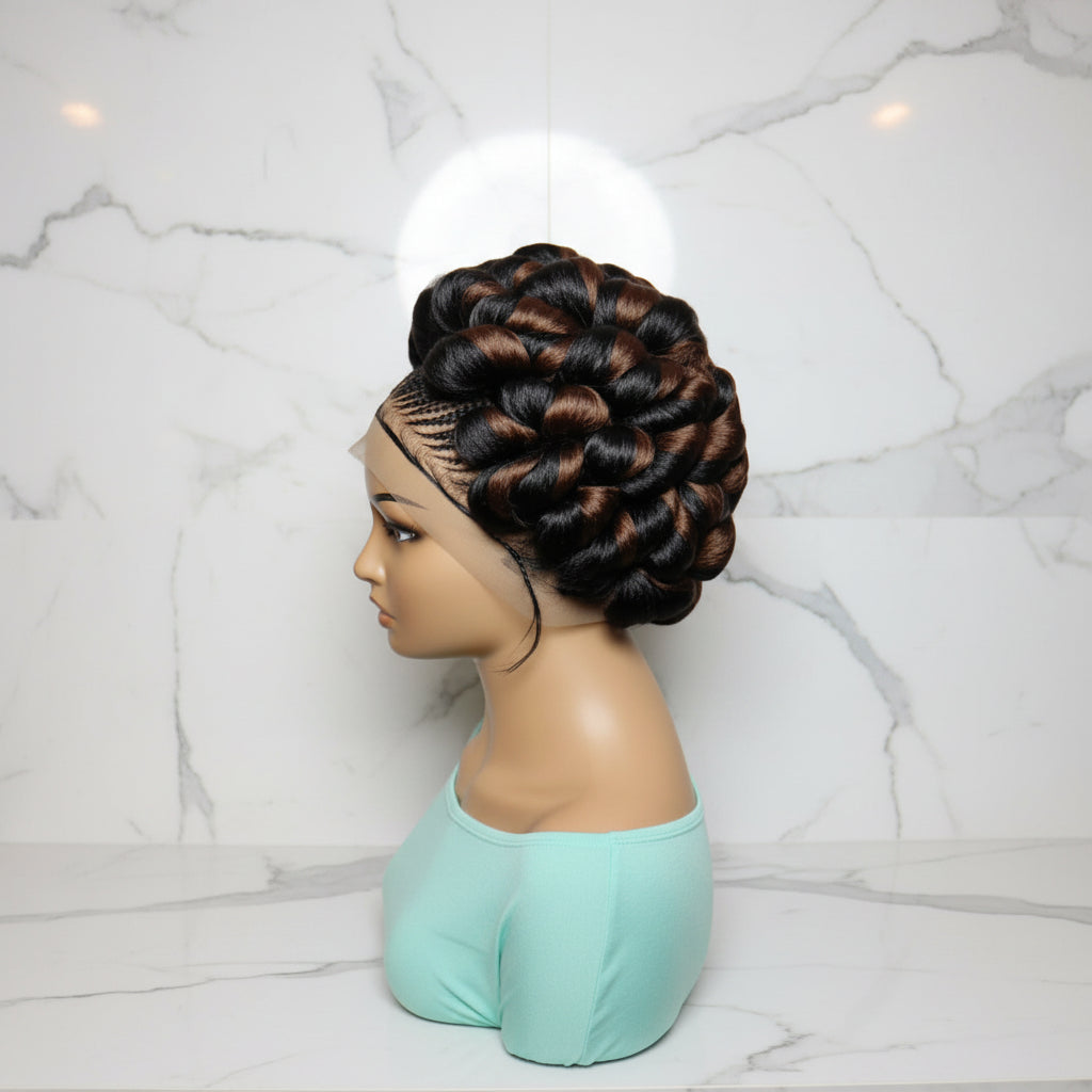 Large Twist Braids. Puff Braids, Protective Hair Styles