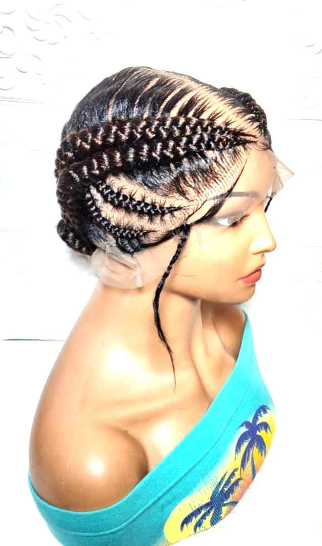 Braided Wig. Large Double Cornrow Braids. Full Lace with Baby Hair