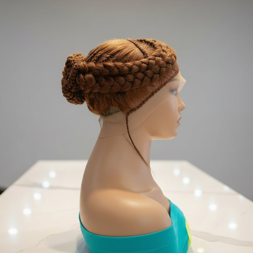 Bun Braided Wig. Large Double Braids. Full Lace with Baby Hair