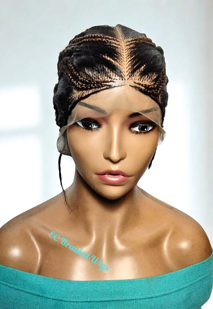 Handmade Cornrow Bun Braided Wig: Full Lace with Baby Hair.