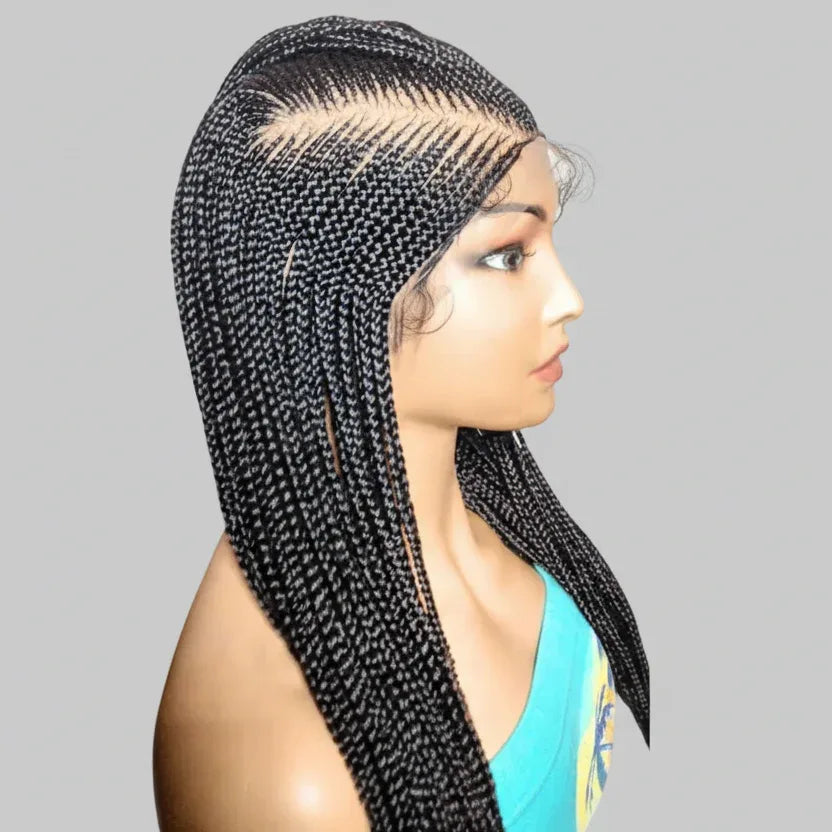 Mohawk Braided Wig. Full Lace Baby Hair Cornrow Braids. - EC Braided Wigs