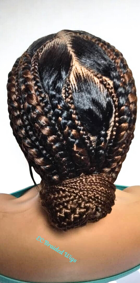 Handmade Cornrow Bun Braided Wig: Full Lace with Baby Hair.