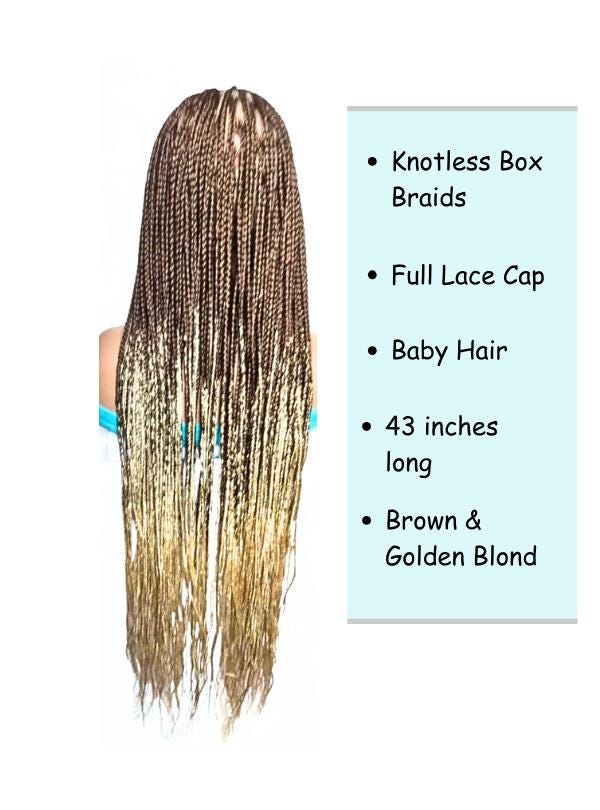 Long Braided Wigs. Knotless Box Braids. Full Lace with Baby Hair.