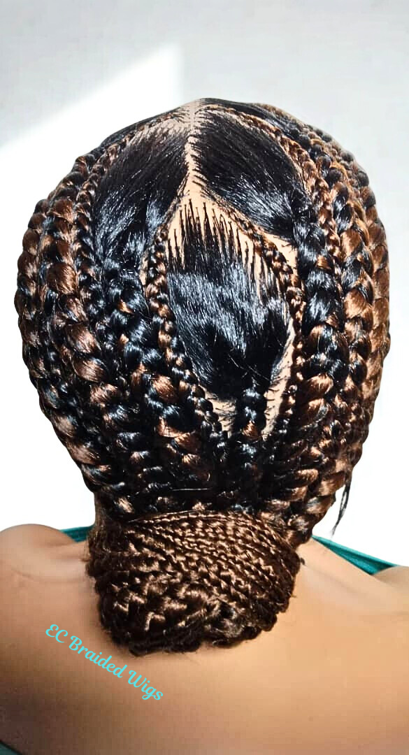 Handmade Cornrow Bun Braided Wig: Full Lace with Baby Hair.