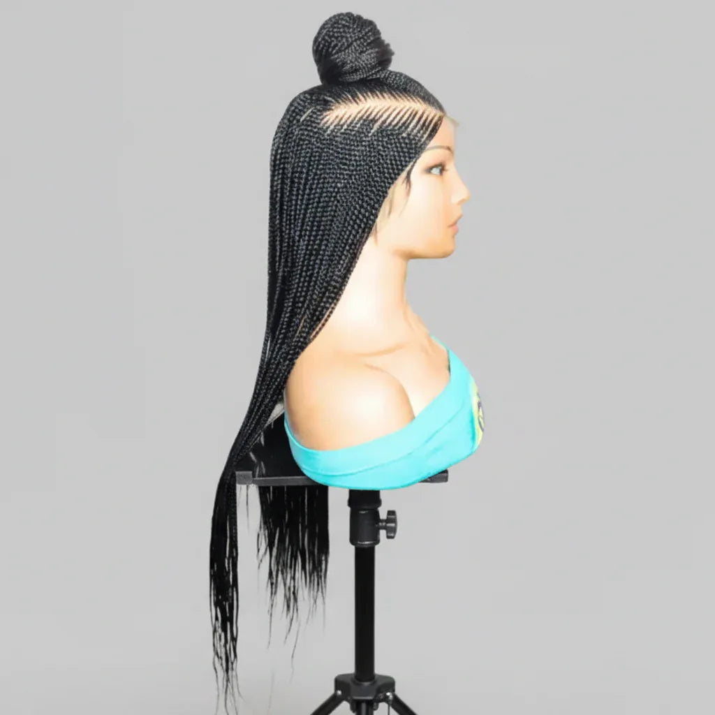Mohawk Braided Wig. Full Lace Baby Hair Cornrow Braids. - EC Braided Wigs