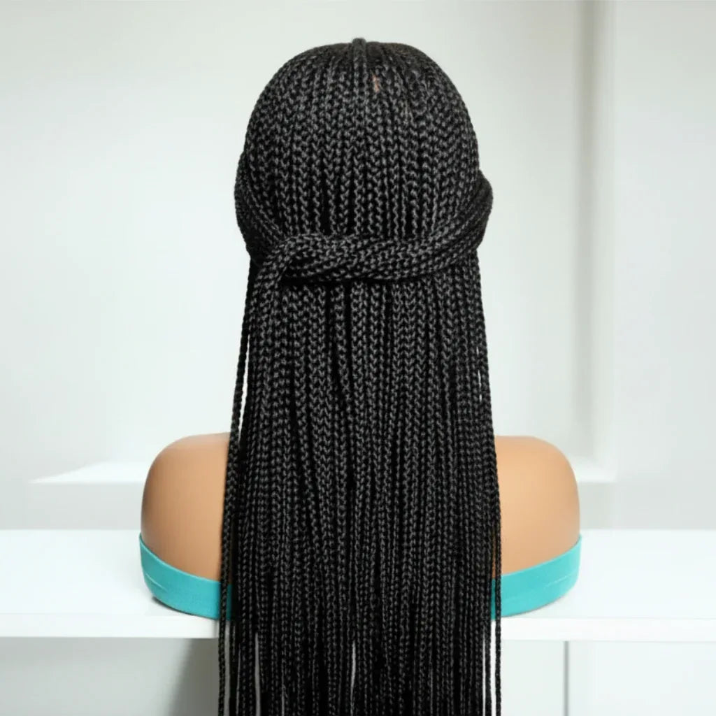 Handmade Braided Wig. Cornrow with Individual Box Braids. Full Lace with Baby Hair - EC Braided Wigs