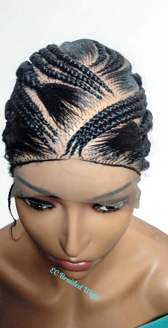 Handmade Cornrow Bun Braided Wig: Full Lace with Baby Hair.