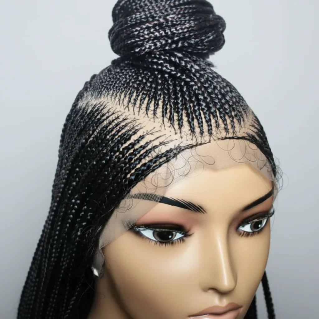 Mohawk Braided Wig. Full Lace Baby Hair Cornrow Braids. - EC Braided Wigs