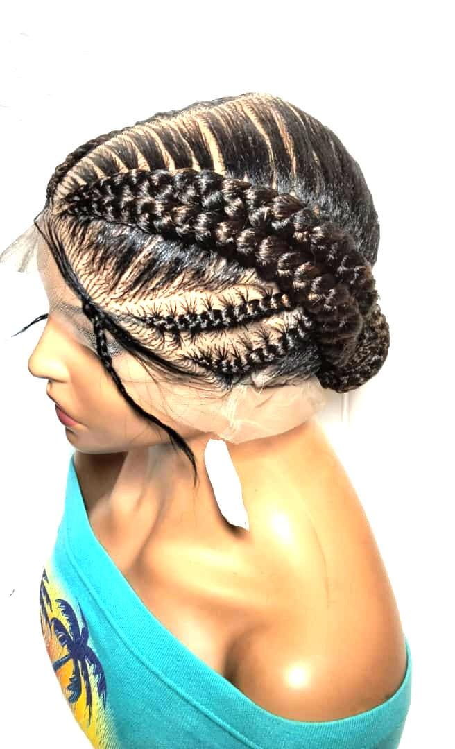 Braided Wig. Large Double Cornrow Braids. Full Lace with Baby Hair
