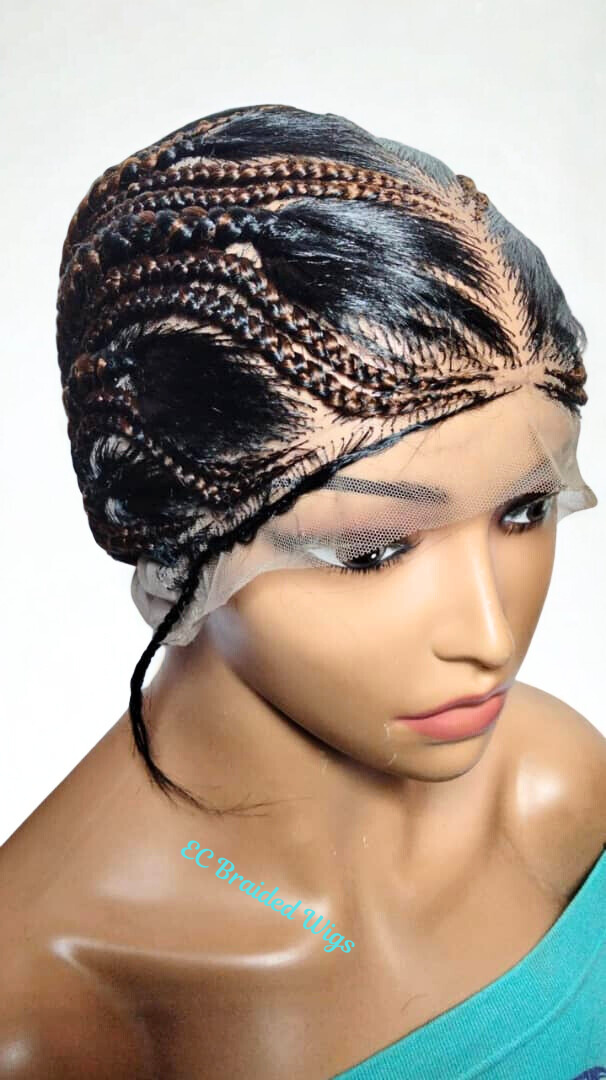 Handmade Cornrow Bun Braided Wig: Full Lace with Baby Hair.