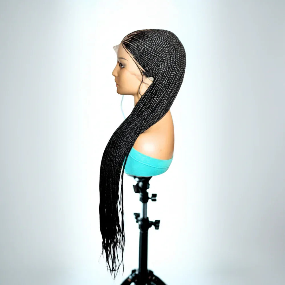 Handmade Braided Wig. Cornrow with Individual Box Braids. Full Lace with Baby Hair - EC Braided Wigs