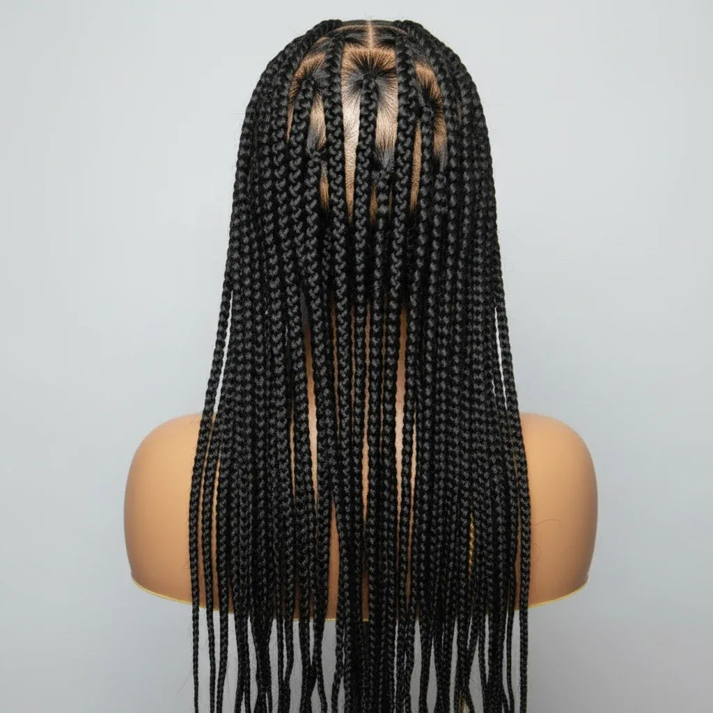 Large Knotless Box Braids. Full Lace with Baby Hair. - EC Braided Wigs