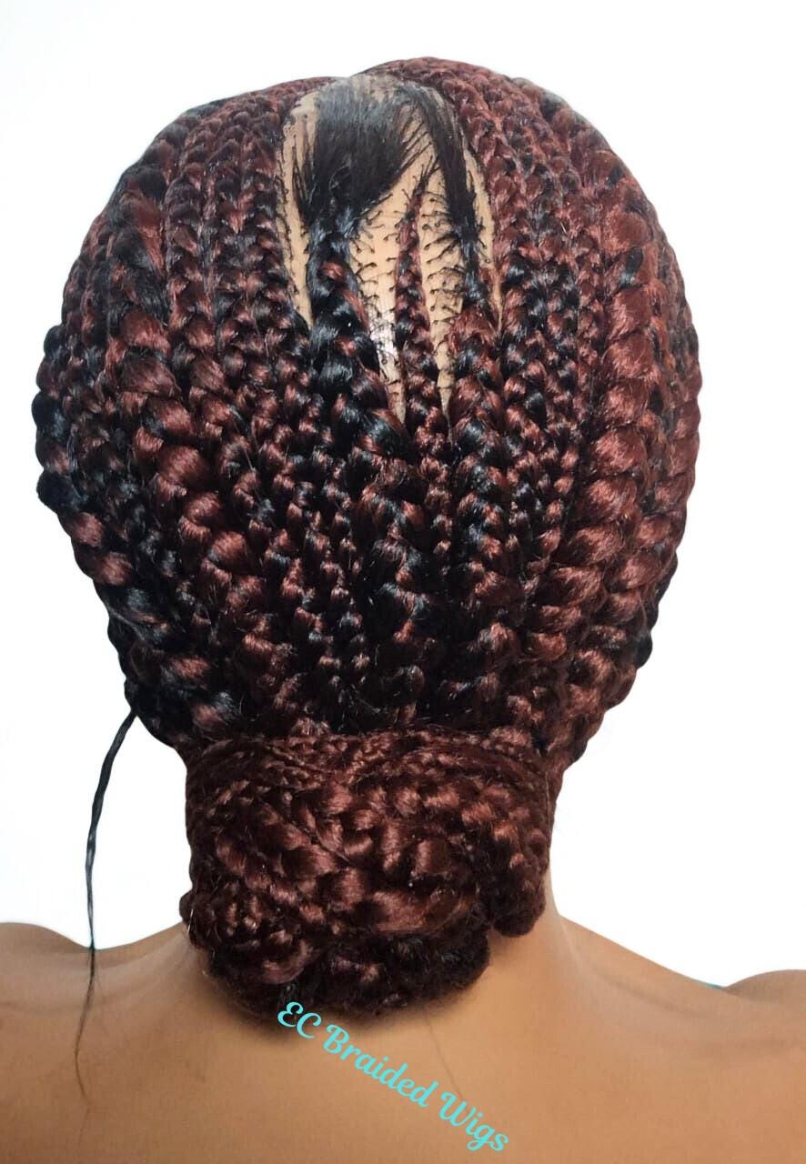 Handmade Cornrow Bun Braided Wig: Full Lace with Baby Hair.