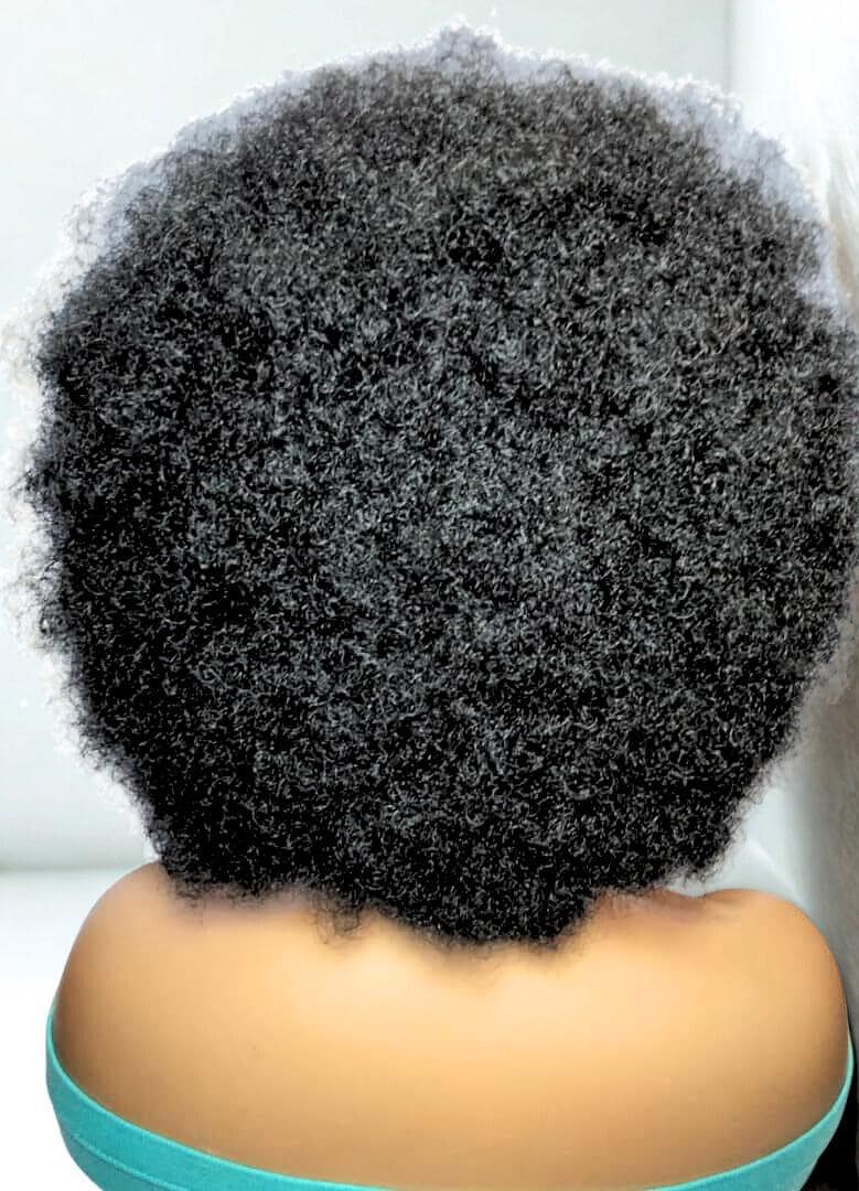 Black Kinky Natural Afro Updo Braided Wig. Full Lace with Baby Hair.