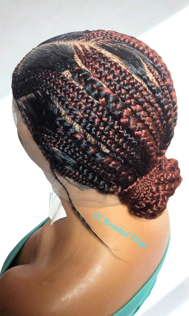 Handmade Cornrow Bun Braided Wig: Full Lace with Baby Hair.