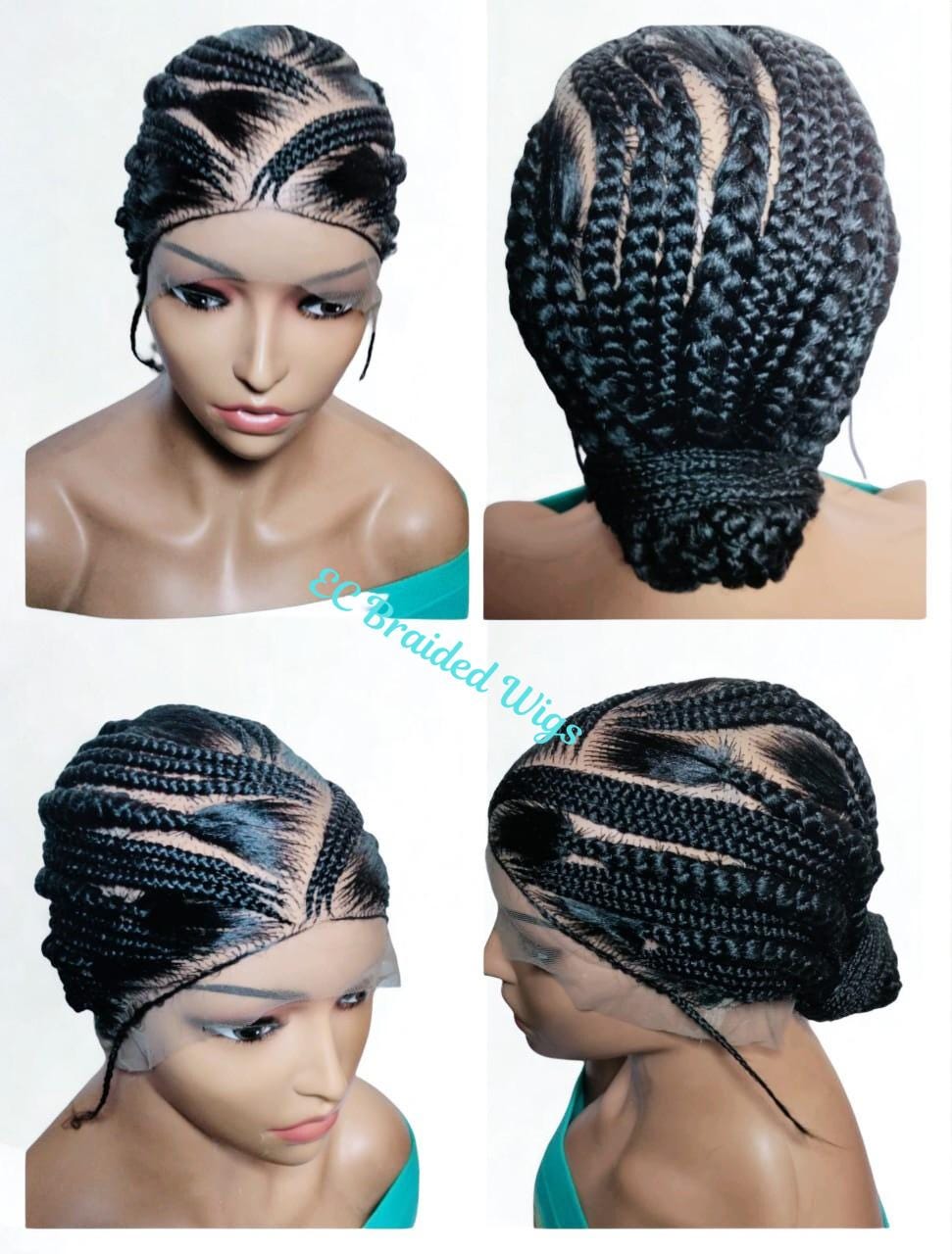 Handmade Cornrow Bun Braided Wig: Full Lace with Baby Hair.