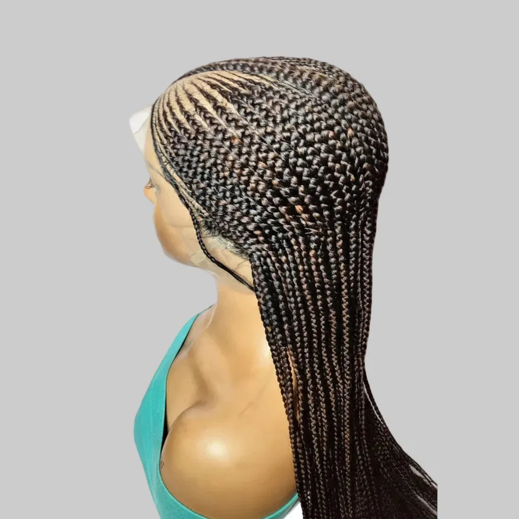 Handmade Cornrow Braided Wig: Full Lace with Baby Hair. Ghana Braids - EC Braided Wigs