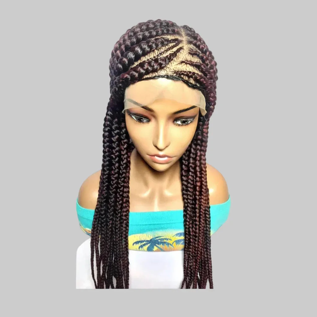 Large Cornrow Braided Wig: Handmade Lemonade Braids. Full Lace cap with Baby Hair - EC Braided Wigs