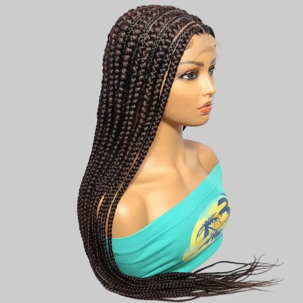 Large Cornrow Braided Wig: Handmade Lemonade Braids. Full Lace cap with Baby Hair - EC Braided Wigs