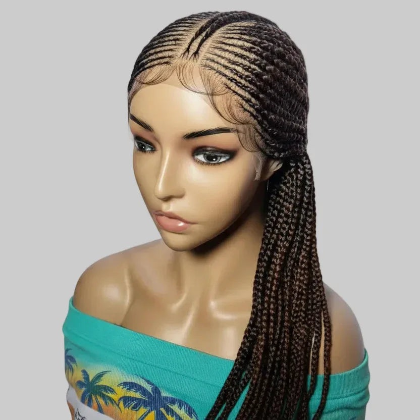 Handmade Cornrow Braided Wig: Full Lace with Baby Hair. Ghana Braids - EC Braided Wigs