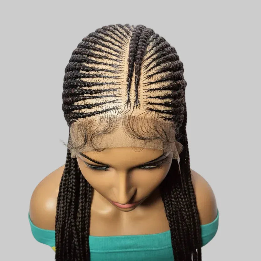 Handmade Cornrow Braided Wig: Full Lace with Baby Hair. Ghana Braids - EC Braided Wigs