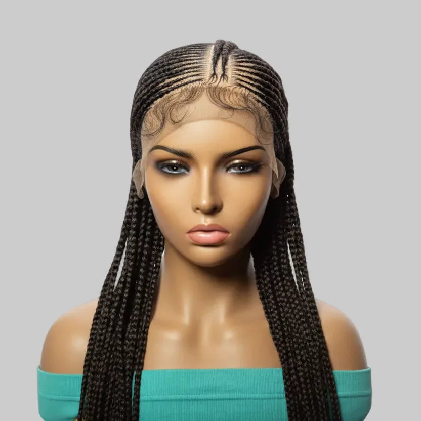 Handmade Cornrow Braided Wig: Full Lace with Baby Hair. Ghana Braids - EC Braided Wigs