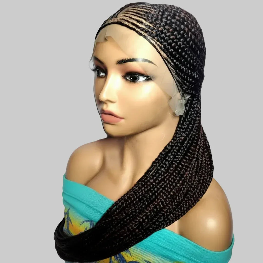Handmade Cornrow Braided Wig: Full Lace with Baby Hair. Ghana Braids - EC Braided Wigs