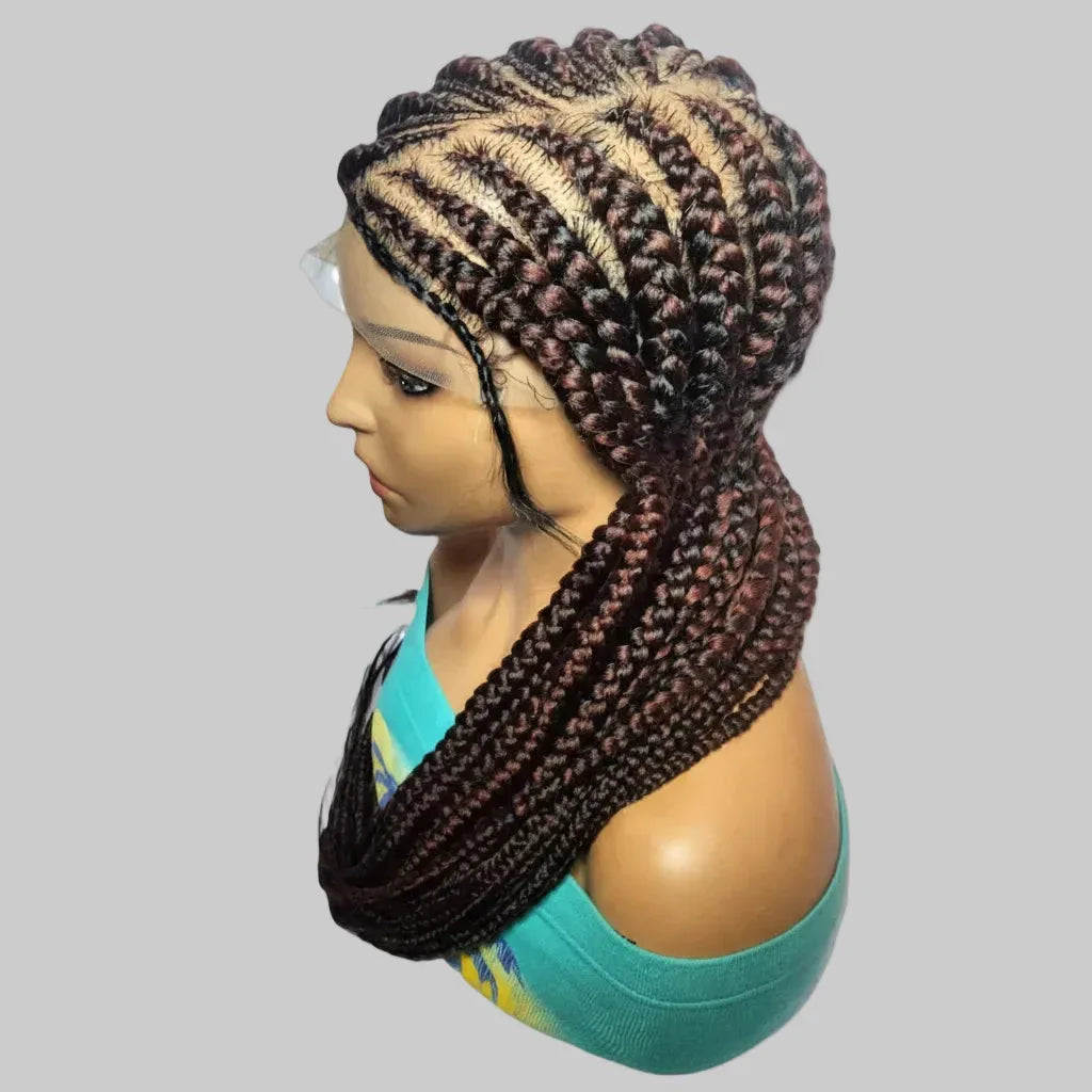 Large Cornrow Braided Wig: Handmade Lemonade Braids. Full Lace cap with Baby Hair - EC Braided Wigs