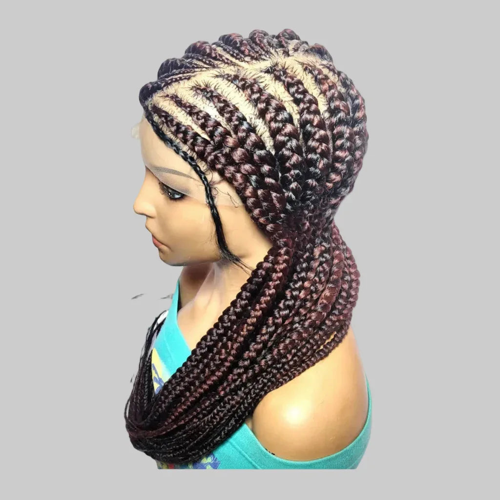 Large Cornrow Braided Wig: Handmade Lemonade Braids. Full Lace cap with Baby Hair - EC Braided Wigs
