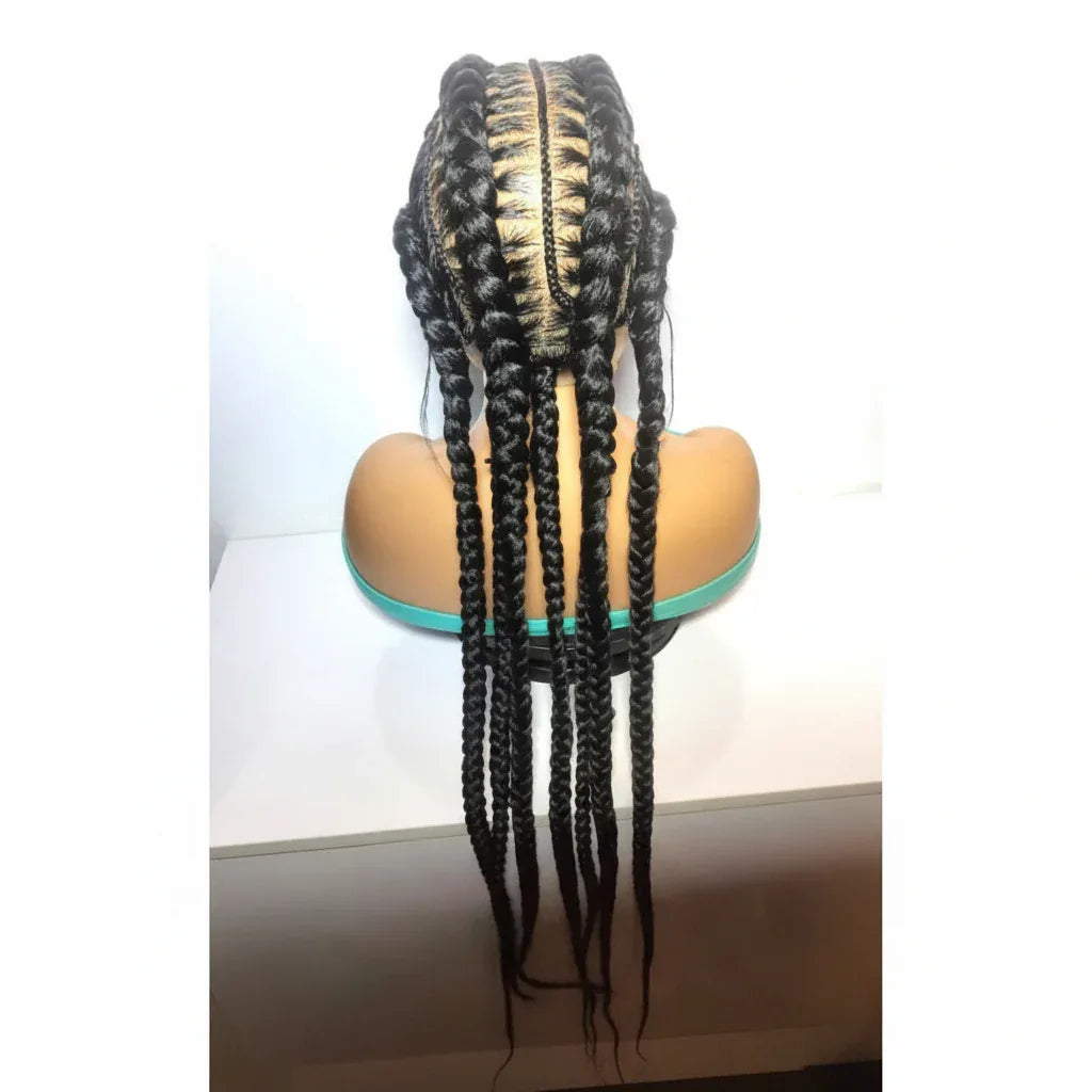 Black Braided Wig. Stitch Cornrow Braids. Full Lace Baby Hair - EC Braided Wigs