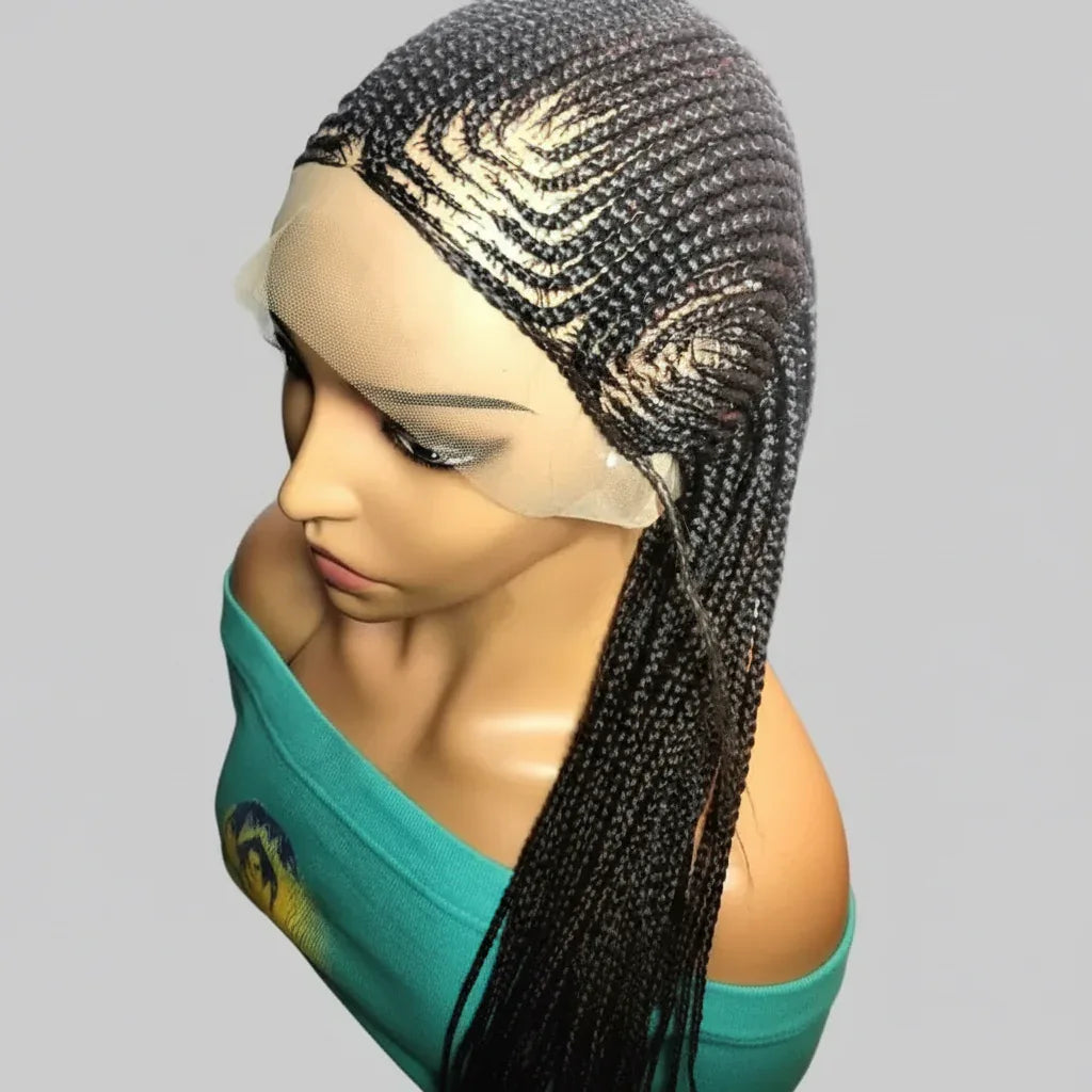 Handmade Cornrow Braided Wig with Individual Braids. - EC Braided Wigs