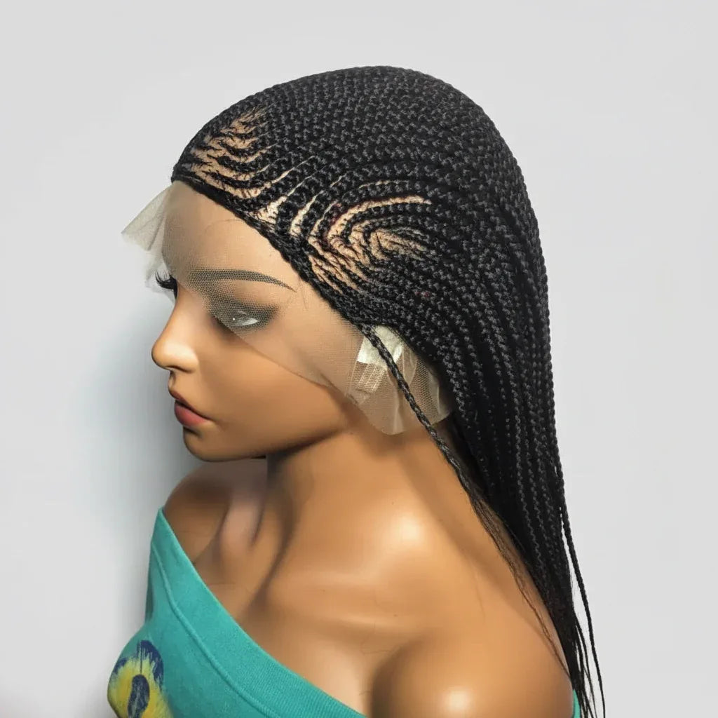 Handmade Cornrow Braided Wig with Individual Braids. - EC Braided Wigs