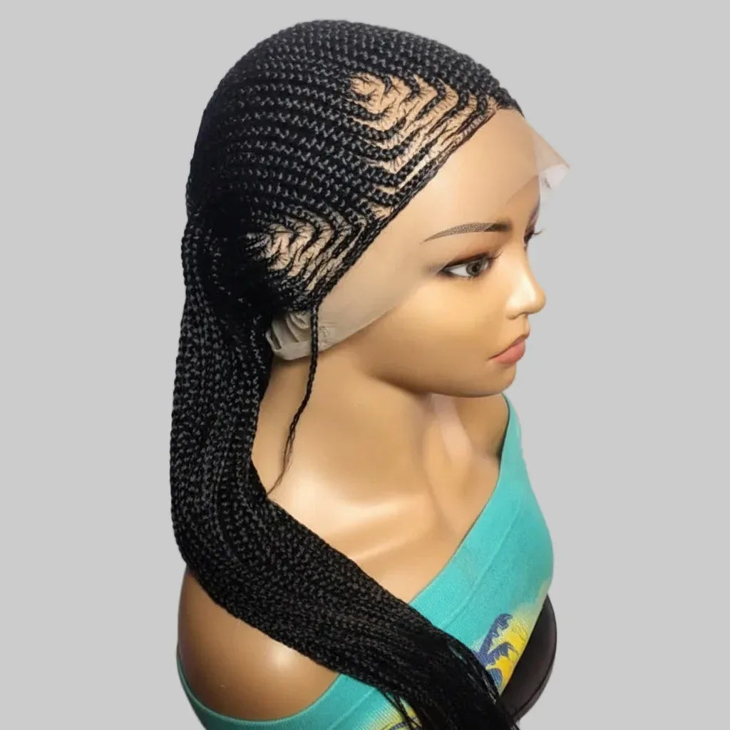 Handmade Cornrow Braided Wig with Individual Braids. - EC Braided Wigs
