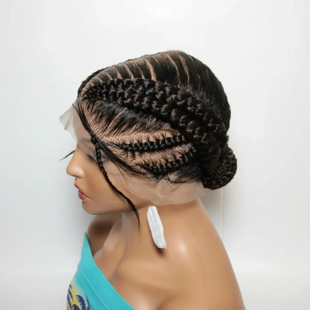 Bun Braided Wig. Large Double Braids. Full Lace with Baby Hair - EC Braided Wigs