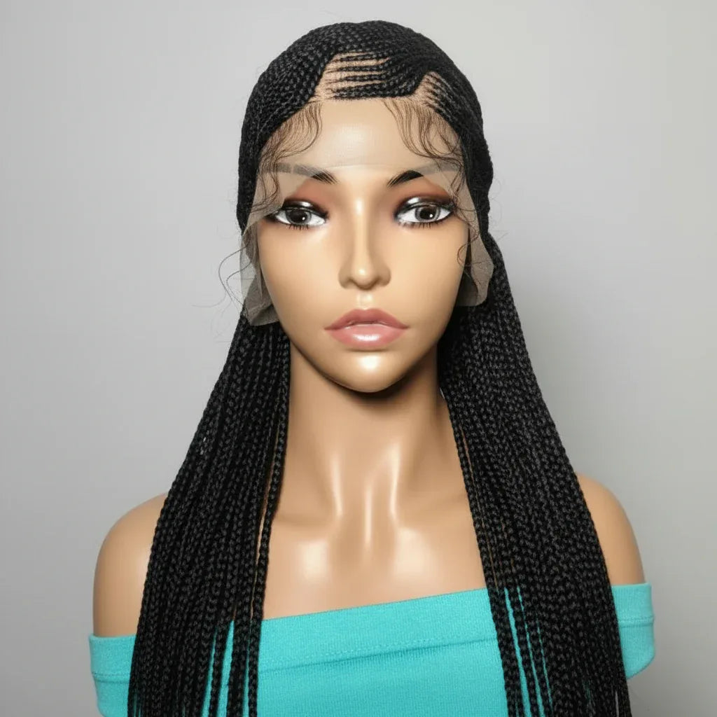 Braided Wig. Cornrow Braids. Full Lace Baby Hair. Lemonade Braids - EC Braided Wigs