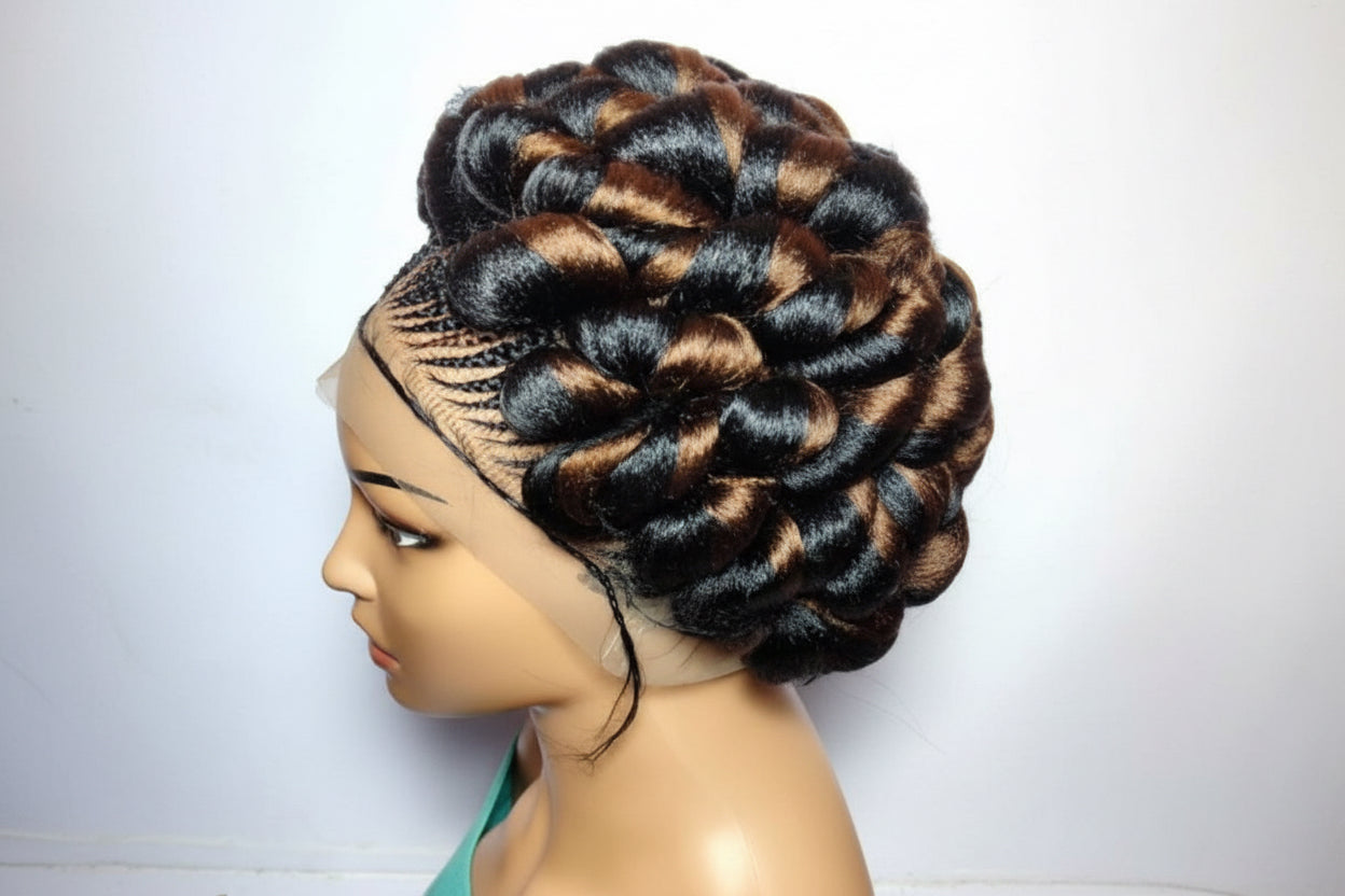 Large Twist Braids. Puff Braids, Protective Hair Styles