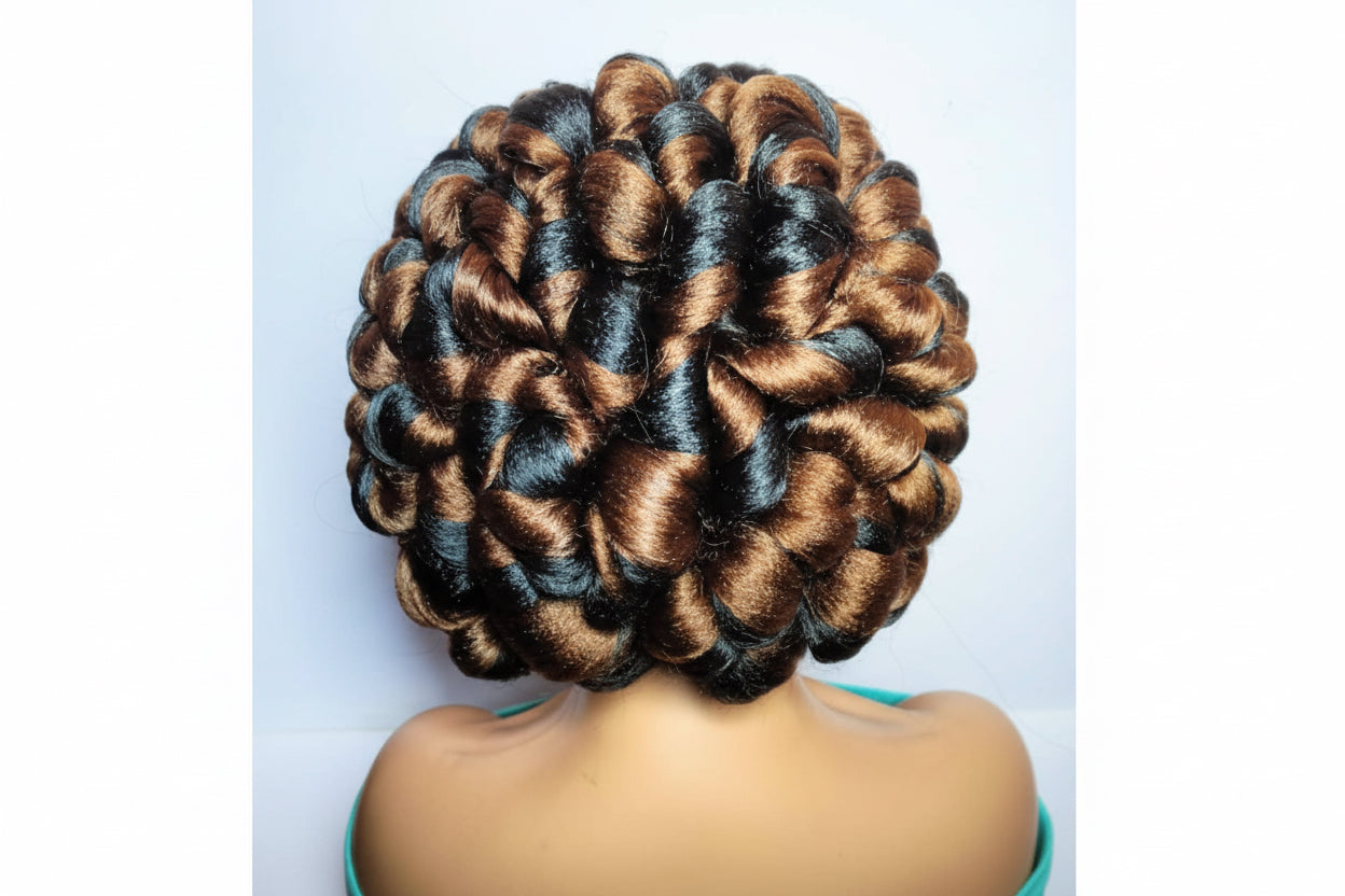 Large Twist Braids. Puff Braids, Protective Hair Styles