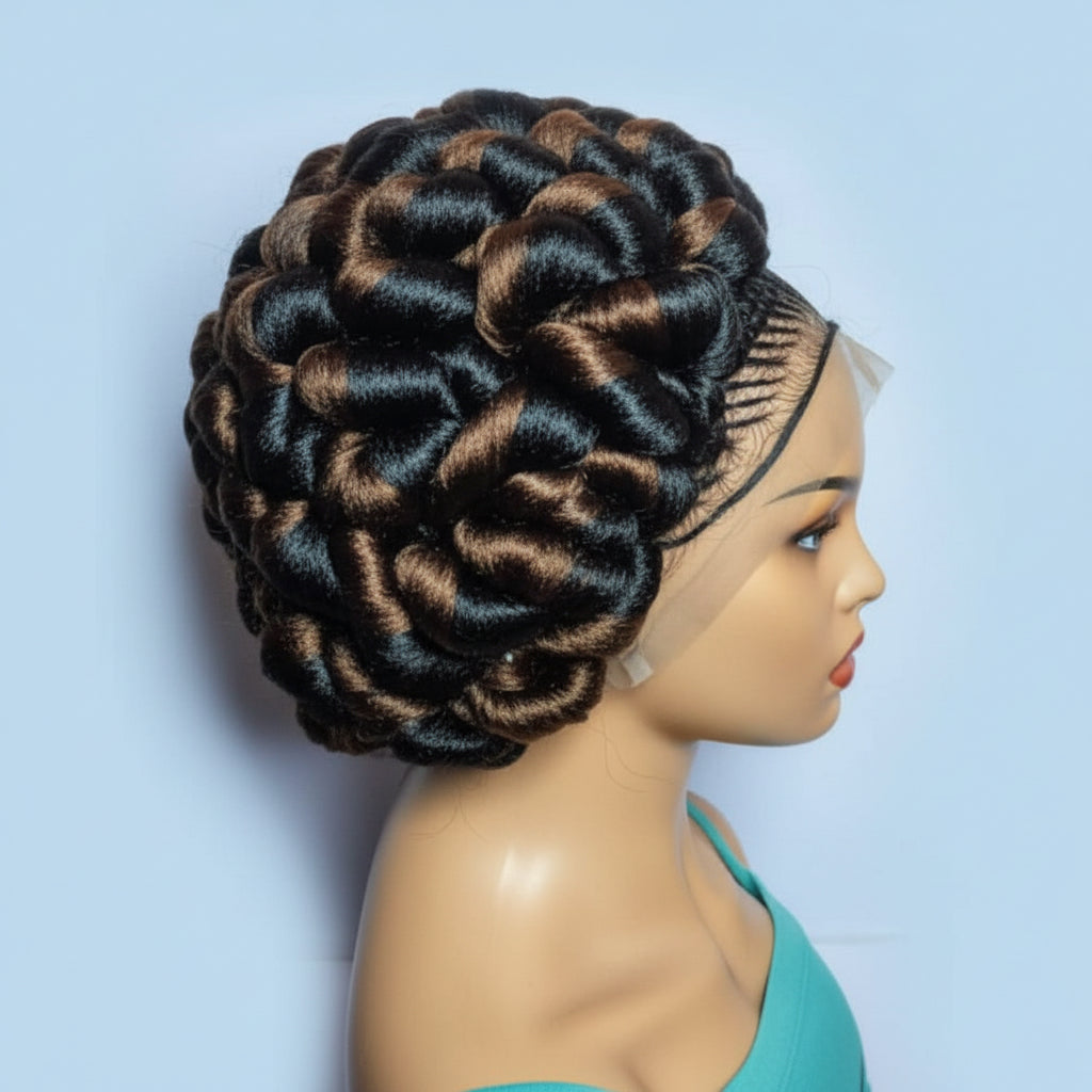 Large Twist Braids. Puff Braids, Protective Hair Styles