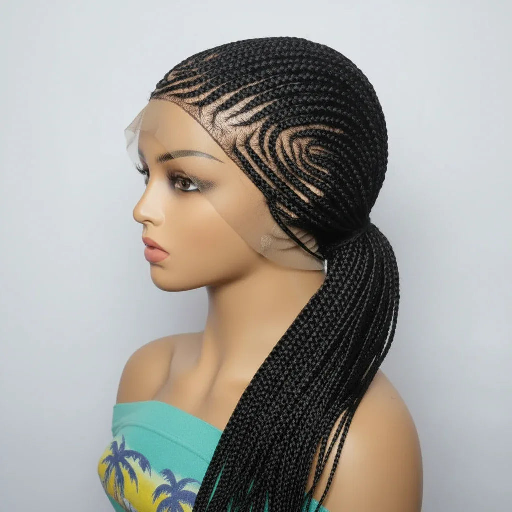 Braided Wig. Cornrow Braids. Full Lace with Baby Hair. Lemonade Braids. - EC Braided Wigs