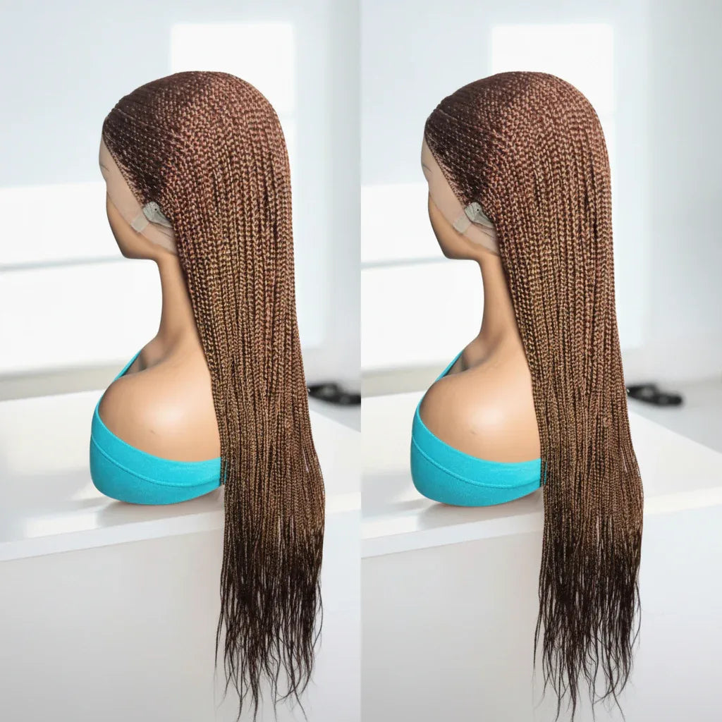 Braided Wig. Cornrow Braids with Knotless Box Braids. Full Lace Baby Hair. - EC Braided Wigs