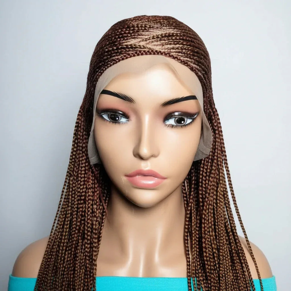Braided Wig. Cornrow Braids with Knotless Box Braids. Full Lace Baby Hair. - EC Braided Wigs
