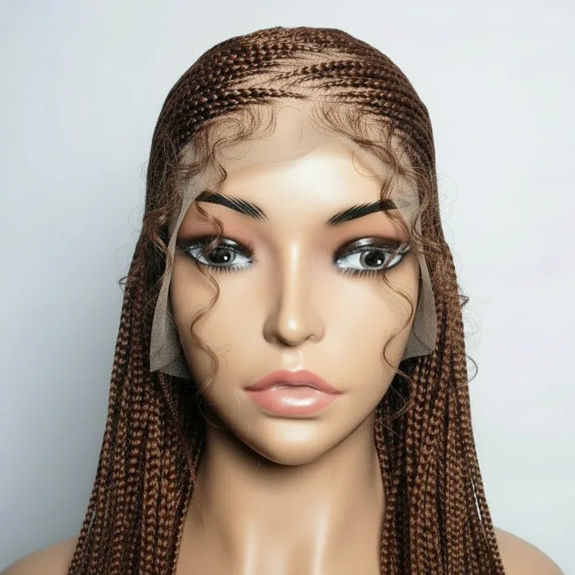 Braided Wig. Cornrow Braids with Knotless Box Braids. Full Lace Baby Hair. - EC Braided Wigs