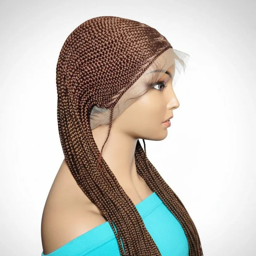 Braided Wig. Cornrow Braids with Knotless Box Braids. Full Lace Baby Hair. - EC Braided Wigs