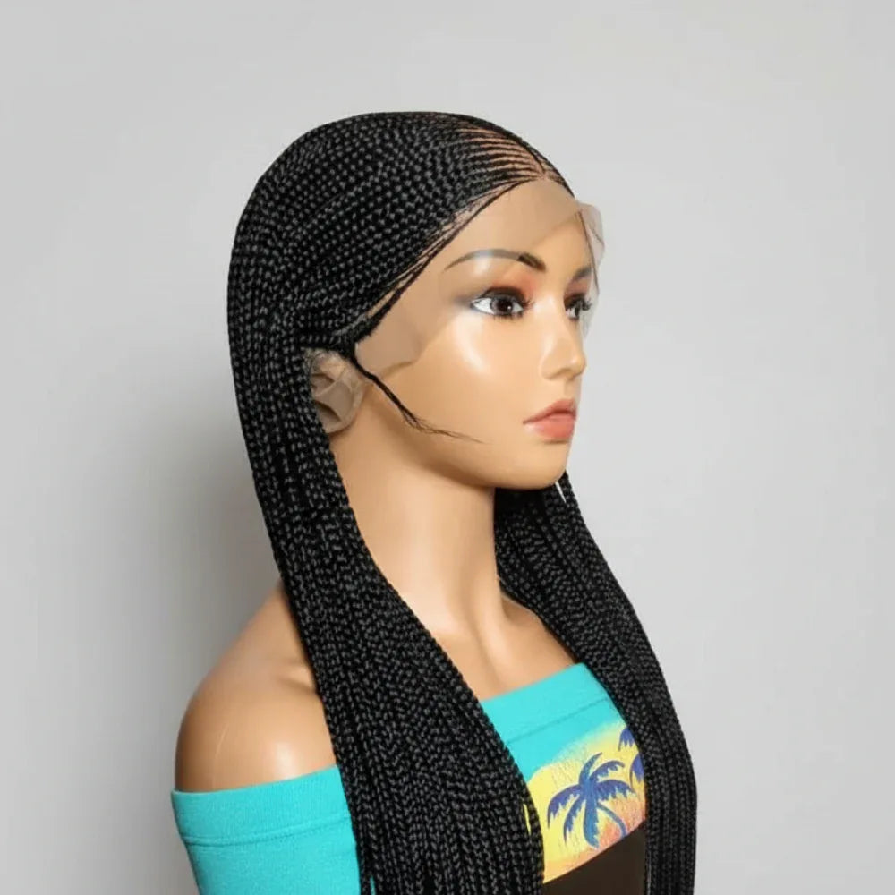 Handmade Braided Wig. Cornrow with Individual Box Braids. Full Lace with Baby Hair - EC Braided Wigs